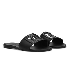 Dolce & Gabbana Black Rubber Beachwear Slide Sandals